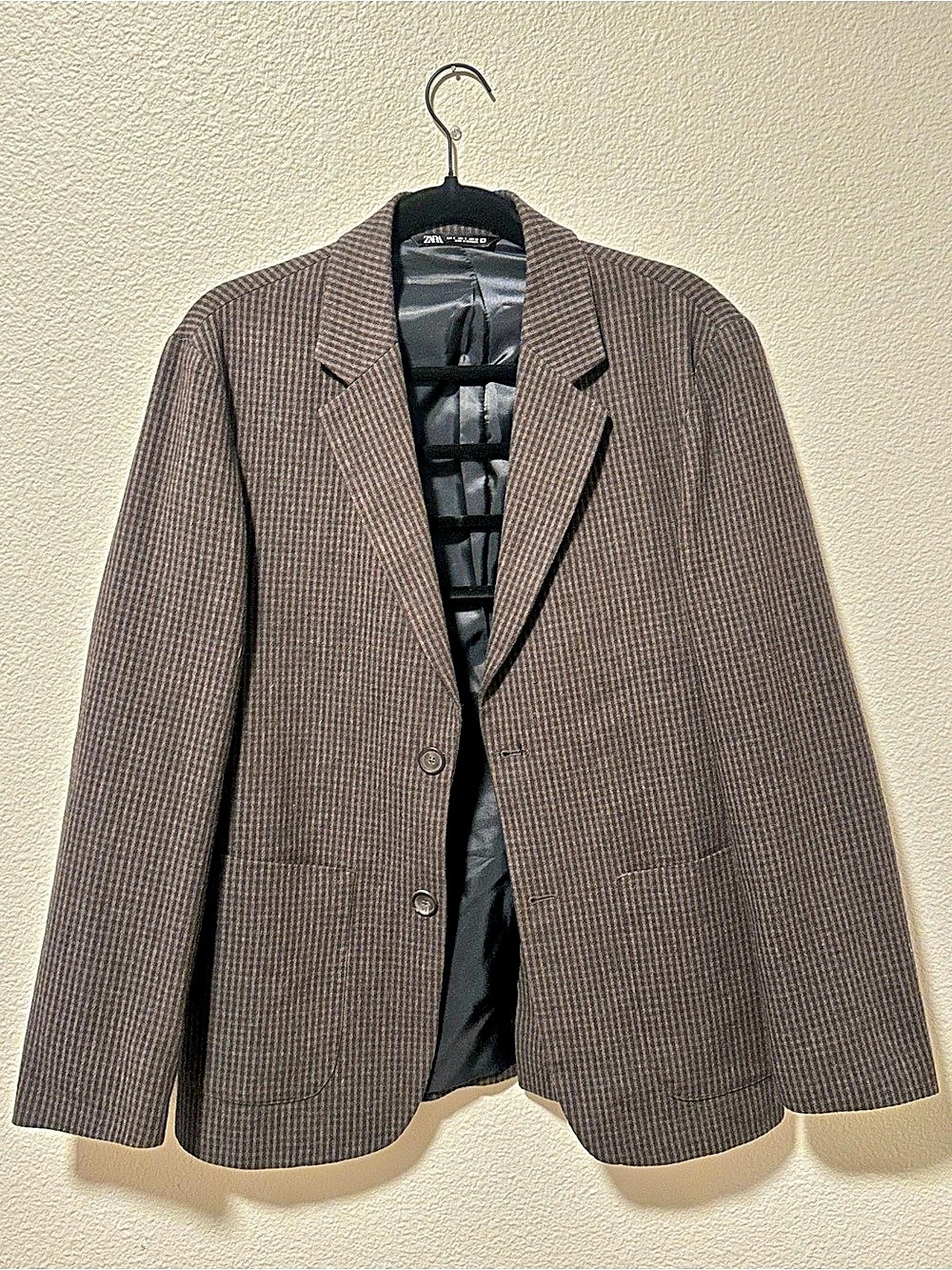 Zara Checkered Blazer in Brown Size Medium Like New